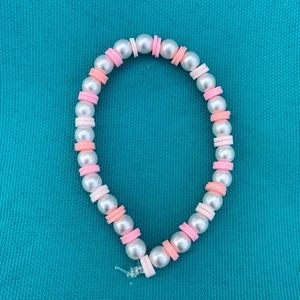 Handmade Pearl, two toned pink clay beaded bracelet